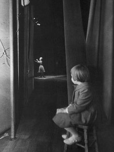 A very young Carrie Fisher watches her mom, Debbie Reynolds, on stage at the Riviera Hotel in Las Vegas, 1963 (photographer unknown).