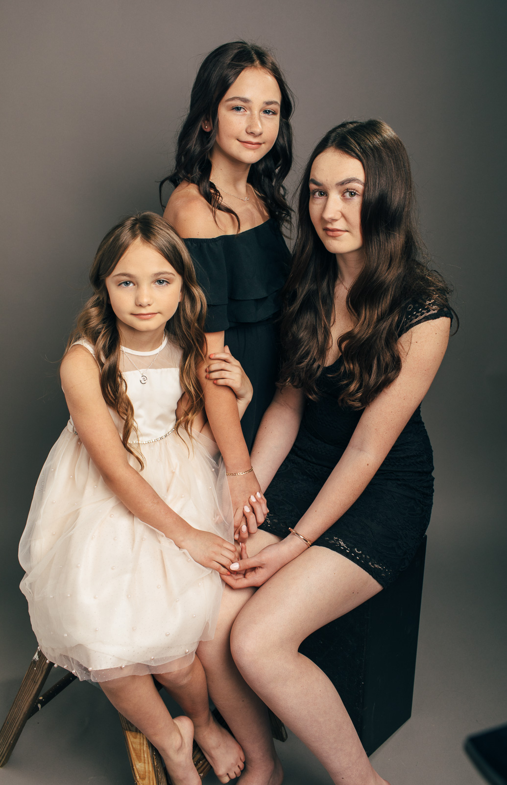 Sisters studio portrait by Birch Blaze Studios - NH family photographers