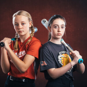 "Sportraits" by Birch Blaze Studios. Modern sports portraits for the modern athlete. Youth softball portrait.