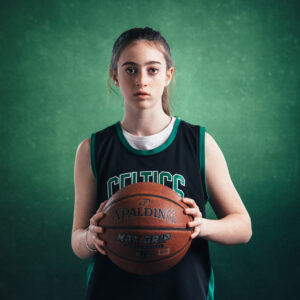 "Sportraits" by Birch Blaze Studios. Modern sports portraits for the modern athlete. Youth basketball portrait.
