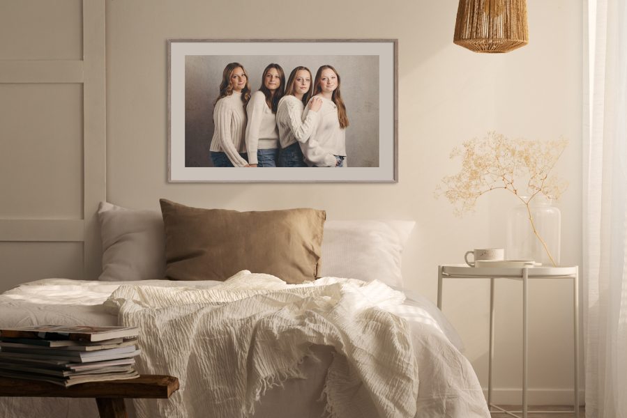 Siblings portrait wall art by NH family photographers' Birch Blaze Studios.